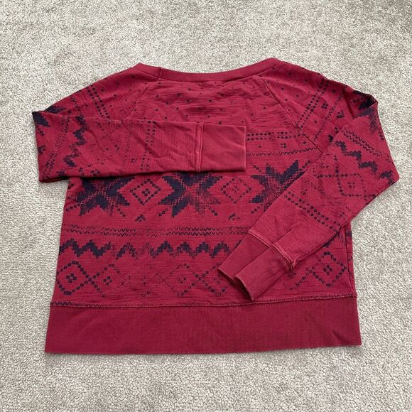 J.Crew Vintage Pullover Sweatshirt Womens Small Geometric Red Holiday Christmas - Picture 2 of 8